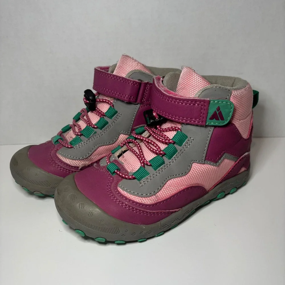 Mishansha Kids Hiking Boots Pink Purple Grey High Top Trail Shoes Size 2Y